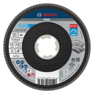 Disc lamelar slefuire otel/inox Bosch PRO X571, inclinat, X-Lock, 125x22.23mm, G60