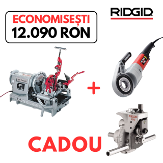 Pachet combo Ridgid - Masina de filetat 300 Compact, 1/8-2" + Masina de filetat 690-I, 1/2"-2" + Dispozitiv de canelat 975 pentru 300 Compact si 1233