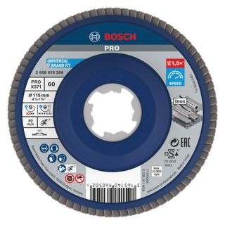 Disc lamelar slefuire otel/inox Bosch PRO X571, X-Lock, 115x22.23mm, G60