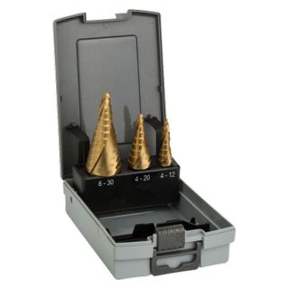 Set burghie in trepte Bosch HSS-TiN, 3 laturi, 4-12/4-20/6-30mm, 3 bucati