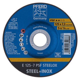 Disc polizare otel/inox Pferd PSF STEELOX, 125x22.23x7.2mm