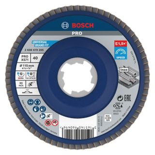 Disc lamelar slefuire otel/inox Bosch PRO X571, X-Lock, 115x22.23mm, G40