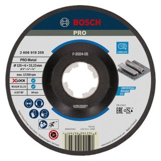 Disc polizare otel Bosch PRO Metal, cu degajare, 125x22.23x6mm