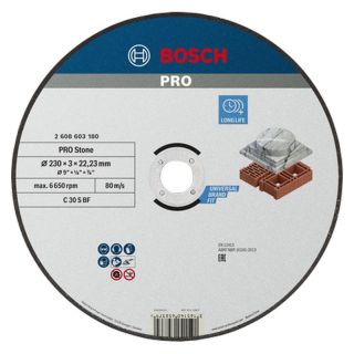 Disc taiere caramida/marmura Bosch PRO Stone, cu degajare, 230x22.23x3mm