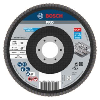 Disc lamelar slefuire otel/inox Bosch PRO X571, 125x22.23mm, G60