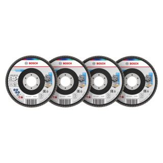 Set discuri lamelare slefuire multi-material Bosch X451, inclinat, 115x22.23mm, G40/60/80/120, 60 bucati