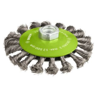 Perie conica Bosch PRO Stainless Steel, fir rasucit inox 0.35mm, M14, 115mm