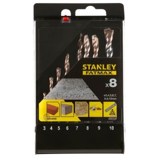 Set burghie pentru beton/zidarie Stanley Fatmax, cilindrica, 3-10mm, 8 bucati