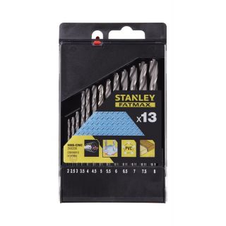 Set burghie pentru metal de precizie Stanley Fatmax HSS-CNC, cilindrica, 2-8mm, 13 bucati