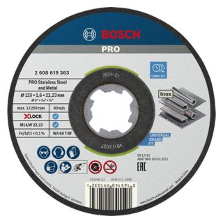 Disc taiere otel/inox Bosch PRO Stainless Steel and Metal, X-Lock, 125x22.23x1.6mm, 10 bucati