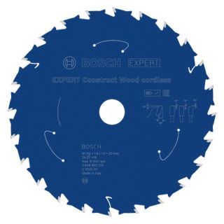 Panza fierastrau circular Bosch EXPERT Construct Wood cordless, 165x20x1.6/1mm, 24 dinti