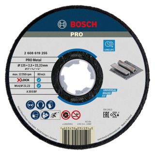 Disc taiere otel Bosch PRO Metal, cu degajare, X-Lock, 115x22.23x2.5mm
