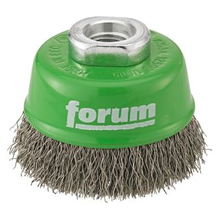 Perie oala Forum, fir ondulat inox 0.3mm, M14, 80mm