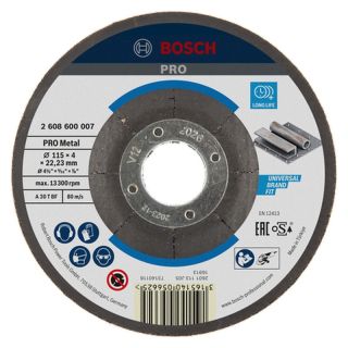 Disc polizare otel Bosch PRO Metal oSa, cu degajare, 115x22.23x4mm