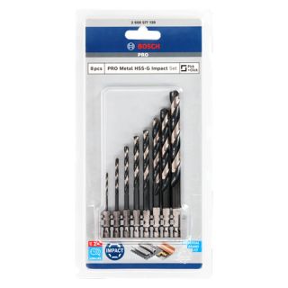 Set burghie pentru metal Bosch PRO Metal HSS-G Impact, hexagonala, 2-10mm, 8 bucati