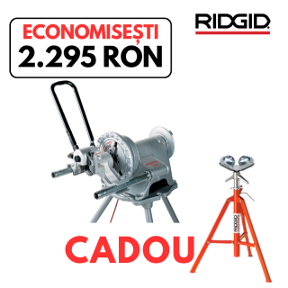 Pachet combo Ridgid - Dispozitiv de canelat 916 + Stativ pentru teava VJB1