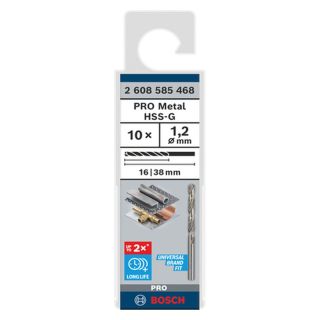 Burghiu pentru metal Bosch PRO Metal HSS-G, cilindrica, 1.2x16/38mm, 10 bucati