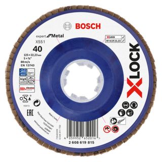Disc lamelar slefuire otel Bosch X551 Expert for Metal, plastic, X-Lock, 125x22.23mm, G40