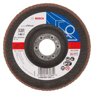Disc lamelar slefuire otel Bosch X551 Expert for Metal, inclinat, 125x22.23mm, G120
