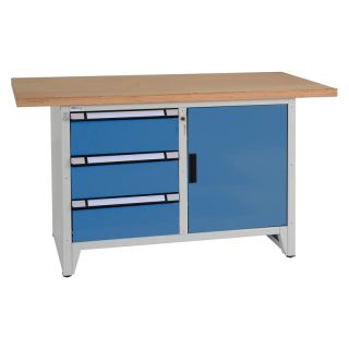 Banc de lucru Thurmetall 1500x700x840mm, 3 sertare, 1 usa, 2 polite
