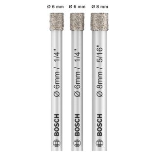 Set carote diamantate Bosch PRO Ceramic Dry, cilindrica, 6/8x66mm, 3 bucati