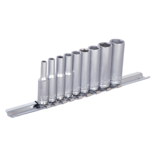 Set capete chei tubulare Unior 188H6LP9, varianta lunga 1/4", pe sina, 10 piese