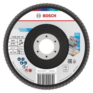 Disc lamelar slefuire multi-material Bosch X451, inclinat, 125x22.23mm, G80, 15 bucati