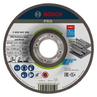 Disc taiere otel/inox Bosch PRO Stainless Steel and Metal 3-in-1, 115x22.23x2.5mm