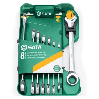 Set chei combinate cu clichet Sata, 8-19mm, 8 piese