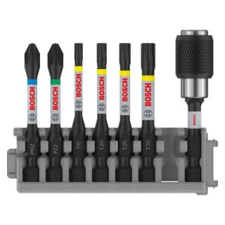 Set biti Bosch PRO Impact, PH/PZ/TX, 50mm, 6 bucati + suport biti