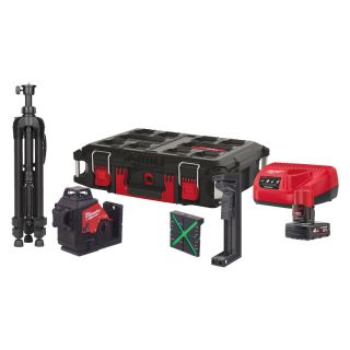 Nivela laser cu linii Milwaukee M12 3PLSKIT-401P, laser verde, 38/100m