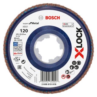Disc lamelar slefuire otel Bosch X551 Expert for Metal, plastic, X-Lock, 125x22.23mm, G120