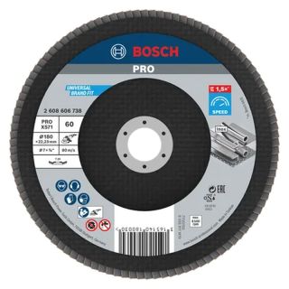 Disc lamelar slefuire otel/inox Bosch PRO X571, 180x22.23mm, G60
