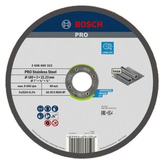 Disc taiere inox Bosch PRO Stainless Steel, 180x22.23x3mm