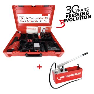 Pachet dispozitiv de presat Rothenberger Romax NANO IJAW cu bacuri de presare SV15-22-28, 2Ah + pompa testare RP 50-S