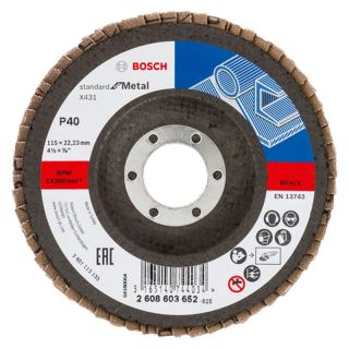 Disc lamelar slefuire otel Bosch X431 Standard for Metal, inclinat, 115x22.23mm, G40