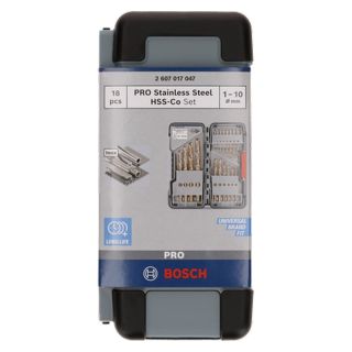 Set burghie pentru metal Bosch PRO Stainless Steel HSS-Co, cilindrica, 1-10mm, 18 bucati