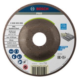 Disc polizare inox Bosch PRO Stainless Steel oSa, cu degajare, 125x22.23x6.4mm