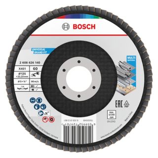 Disc lamelar slefuire multi-material Bosch X451, inclinat, 125x22.23mm, G60, 15 bucati