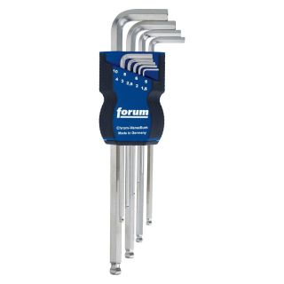 Set chei hexagonale in L cu cap sferic Forum, DIN911L, 1.5-10mm, 9 piese