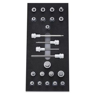 Modul 1/3, cap biti pentru suruburi hexag si Torx, set 23 buc, antrenare 1/2", Forum