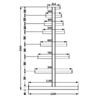 Raft cu console Meta ATLAS ST 2750mm pe 2 parti
