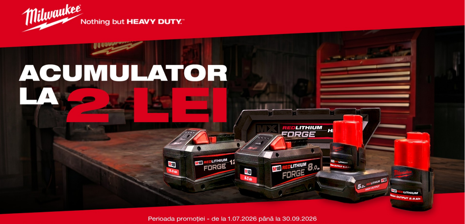 Promoție Milwaukee - Acumulator la 2 lei
